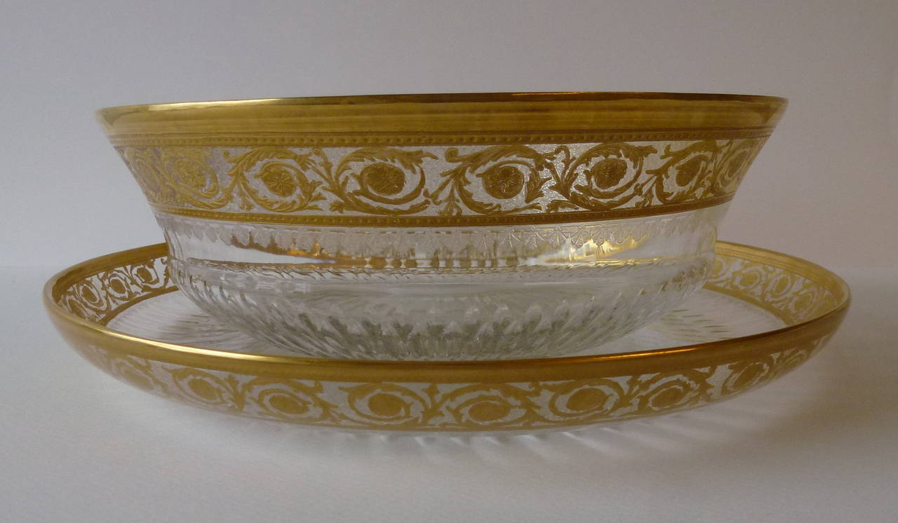 French An extensive St. Louis Thistle pattern gilt crystal table service