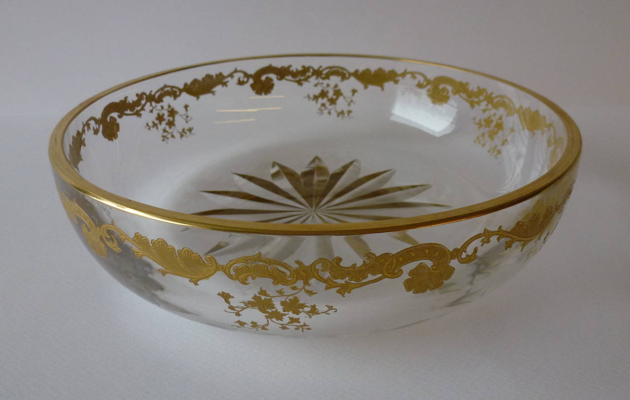 20th Century An extensive St. Louis Thistle pattern gilt crystal table service