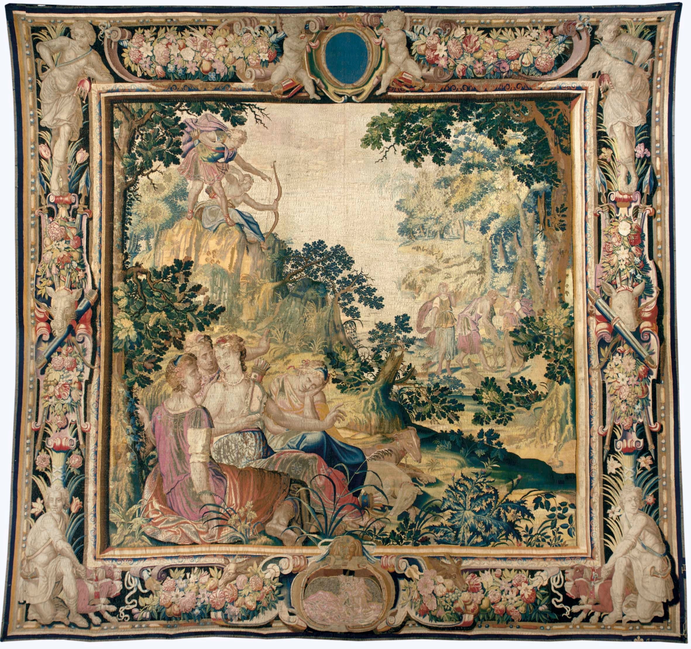 An early 17th century tapestry with a scene of Diana and Orion For Sale