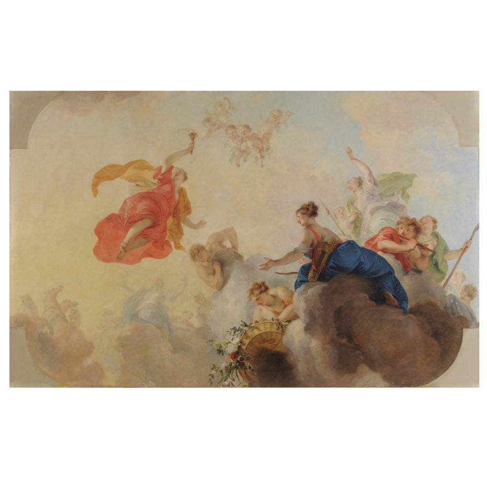 Jacob de Wit (1695 - Amsterdam - 1754) Large Ceiling Painting "The First Light" For Sale