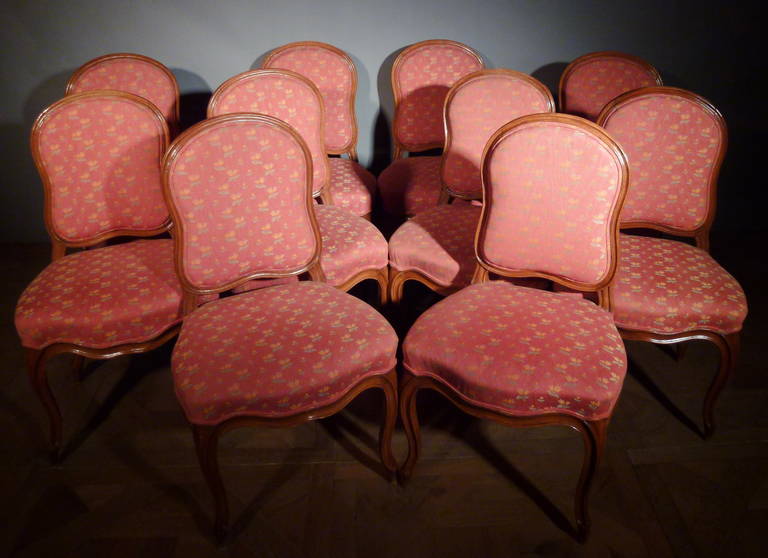 18th Century and Earlier Set of Ten French Louis XV Chairs For Sale