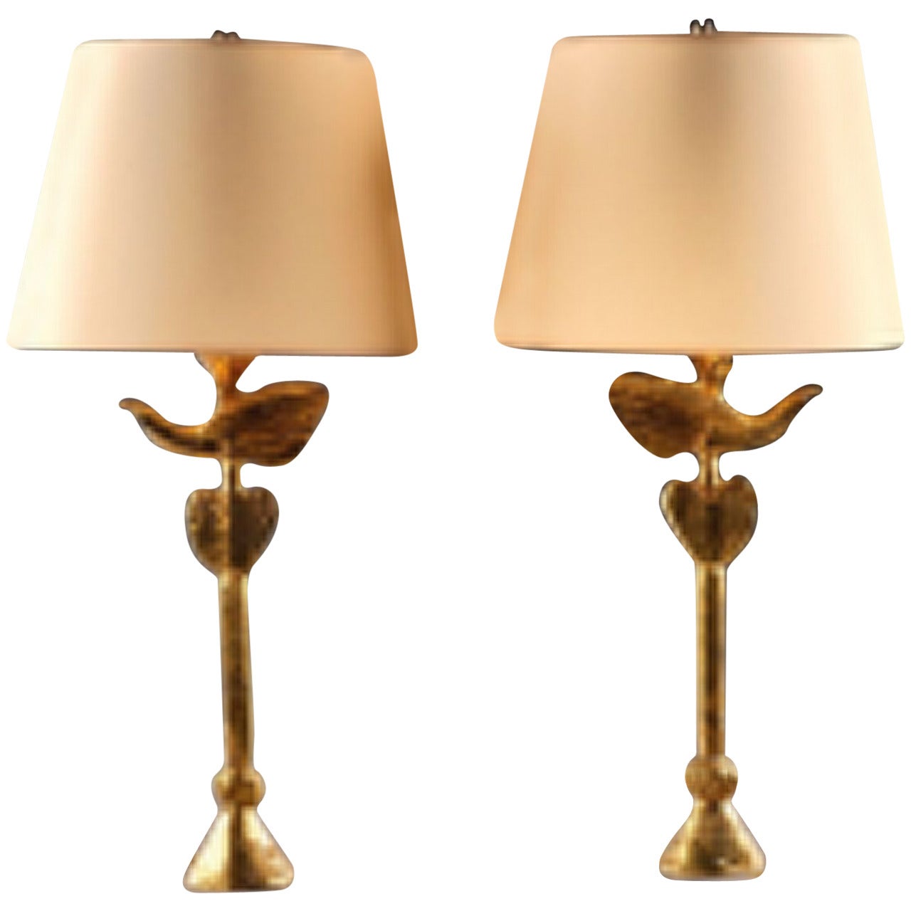 Pair of Figurative Bronze Table Lamps by Pierre Casenove