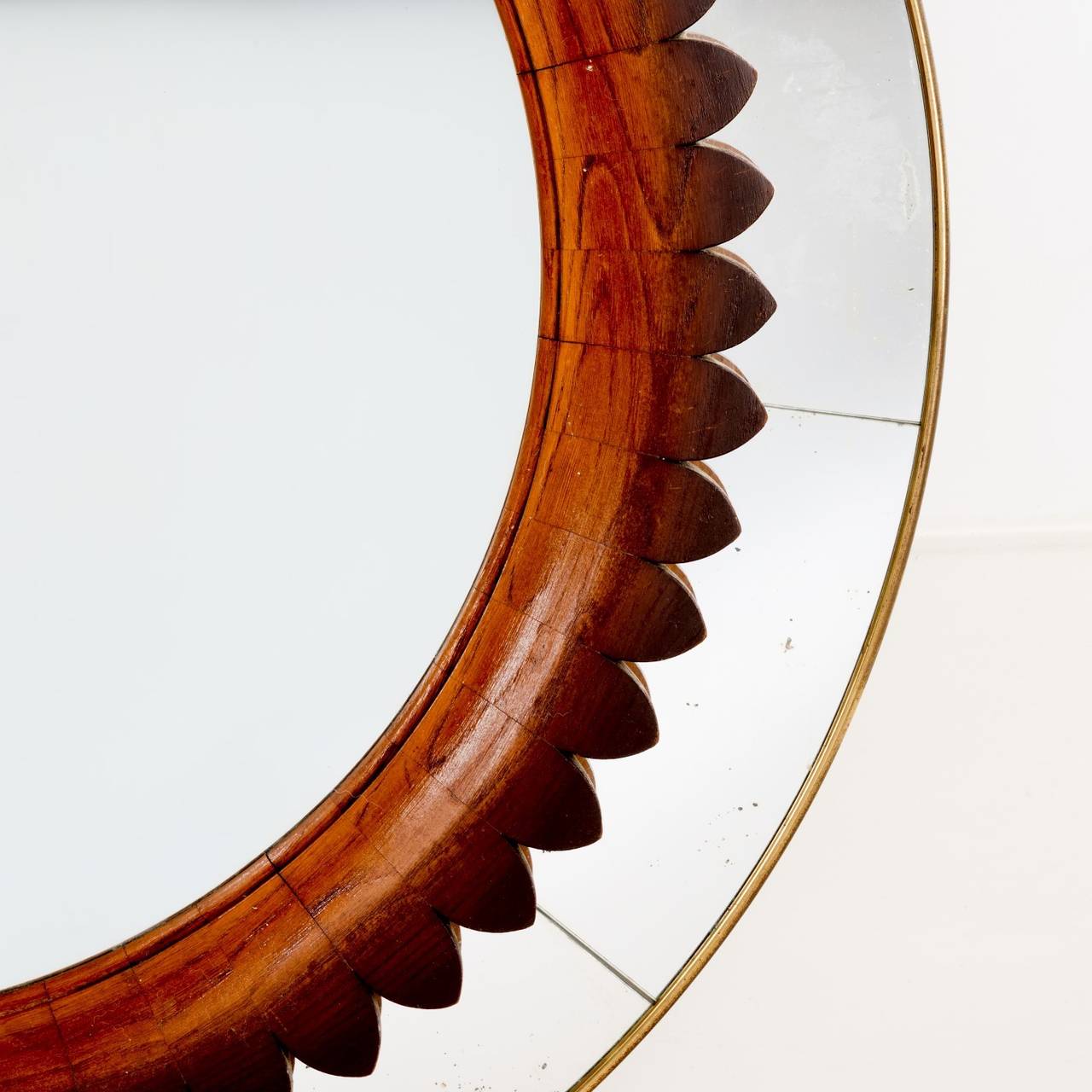Good quality wall mirror with walnut detail designed by Fratelli Marelli for Framar.