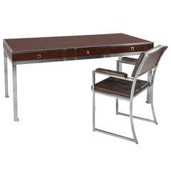 Lacquered Desk and Chair by Guy Lefevre for Maison Jansen