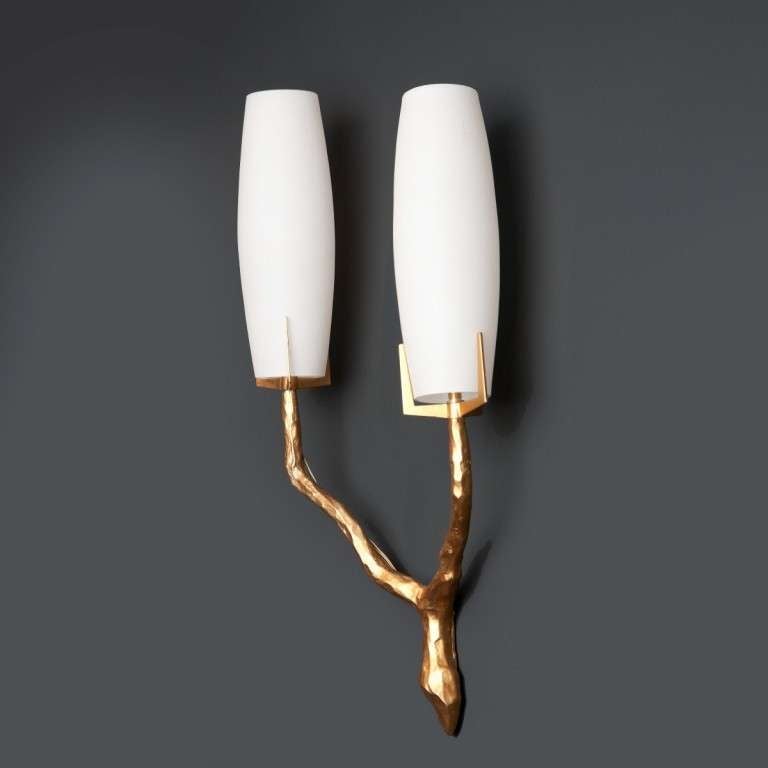 French Pair of Gilt Bronze Wall Sconces by Arlus