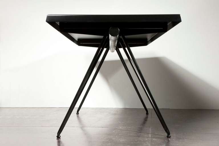 Mid-Century Modern Mid Century Modern French Black Lacquered metal table or desk For Sale