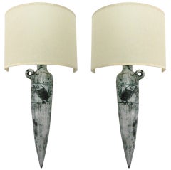 Pair Of French Ceramic Wallights By Jacques Blin