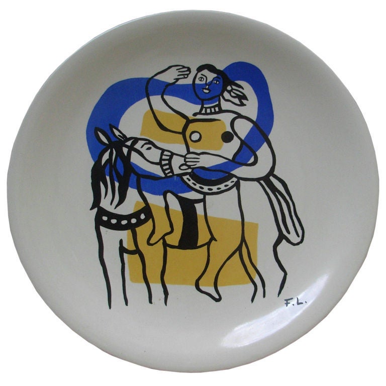 Glazed Ceramic Plate By Ferdinand Leger (1881-1955)