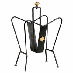 Lacquered Metal Magazine Rack By Jacques Adnet