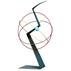 Wood And  Painted Metal Sculpture By Curtis Jere