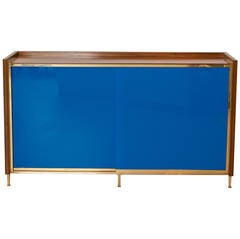 Walnut Cabinet with Brass Legs and Banding