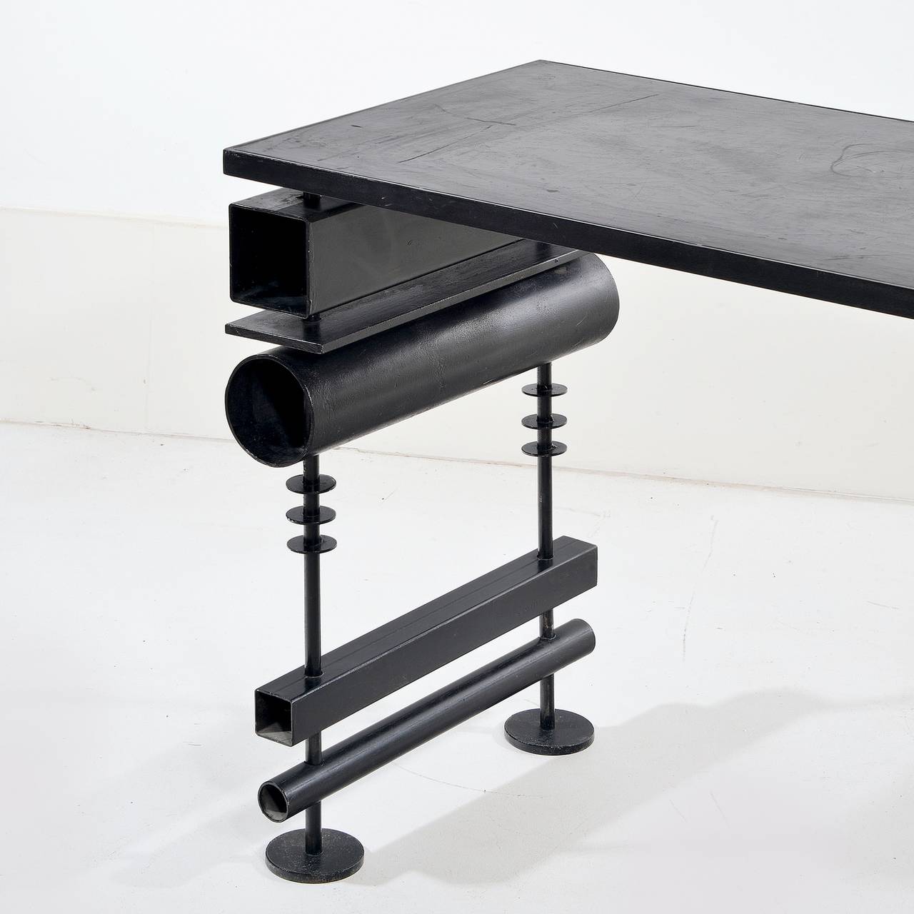 French Lacquered Metal Desk or Console by Hubert Le Gall