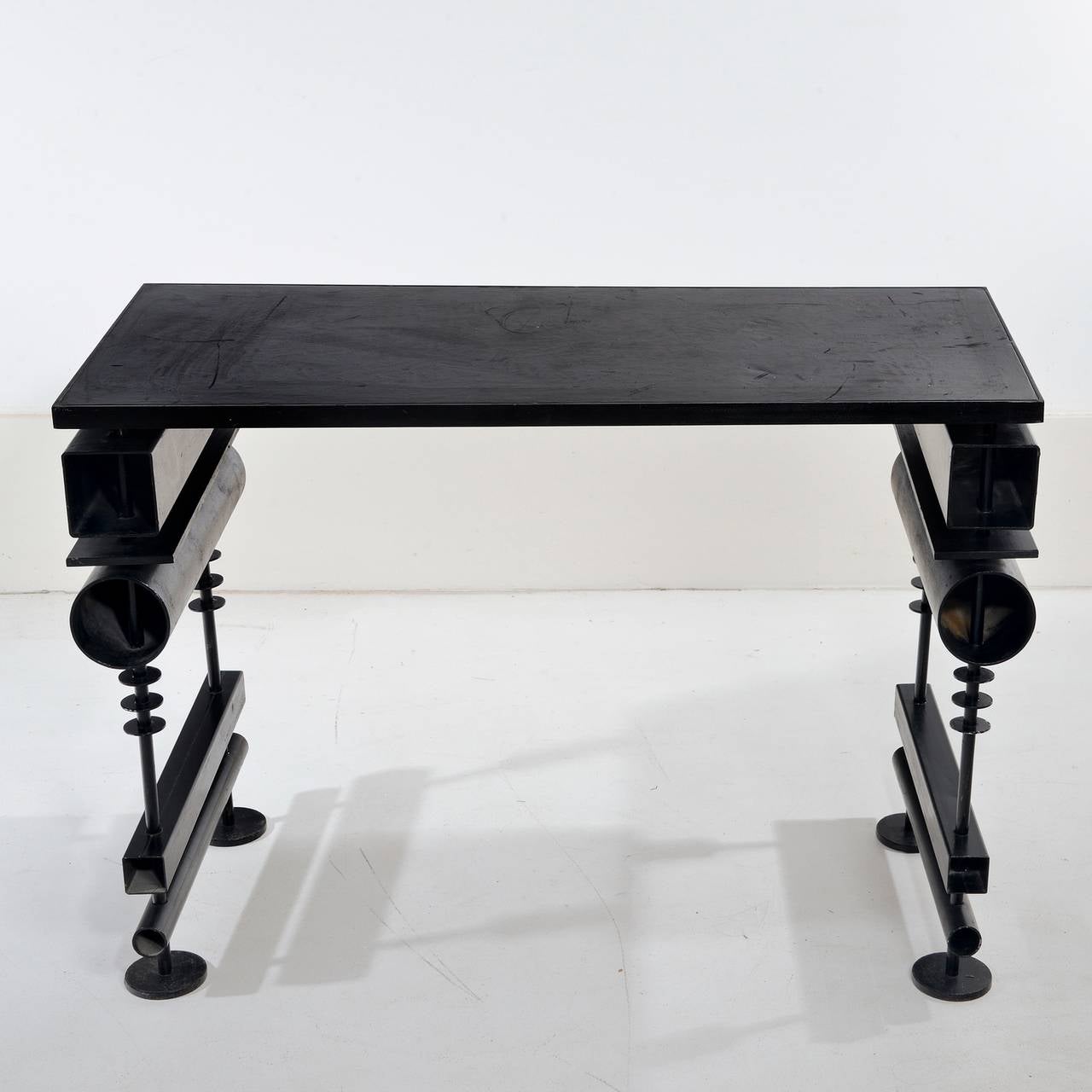 Lacquered Metal Desk or Console by Hubert Le Gall In Excellent Condition In London, GB