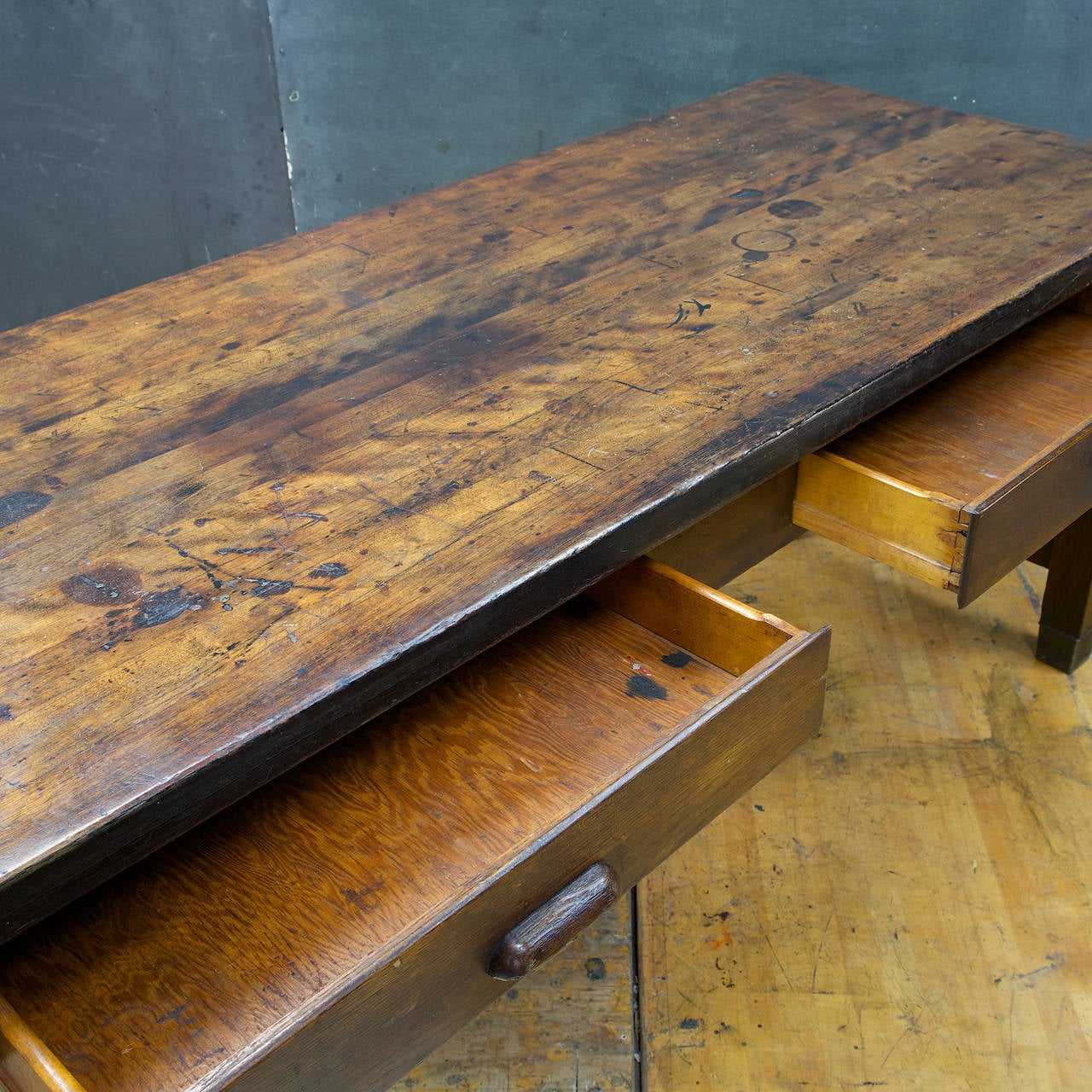 American Arts & Crafts Kewaunee Mfg. Co. Laboratory Library Oak Maple Iron Table