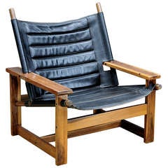 1958 Børge Mogensen Brazilian Cherry Leather Sling Lounge Chair