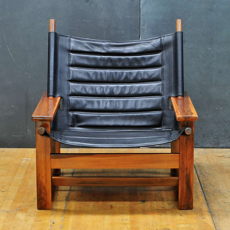 1958 Børge Mogensen Brazilian Cherry Leather Sling Lounge Chair
