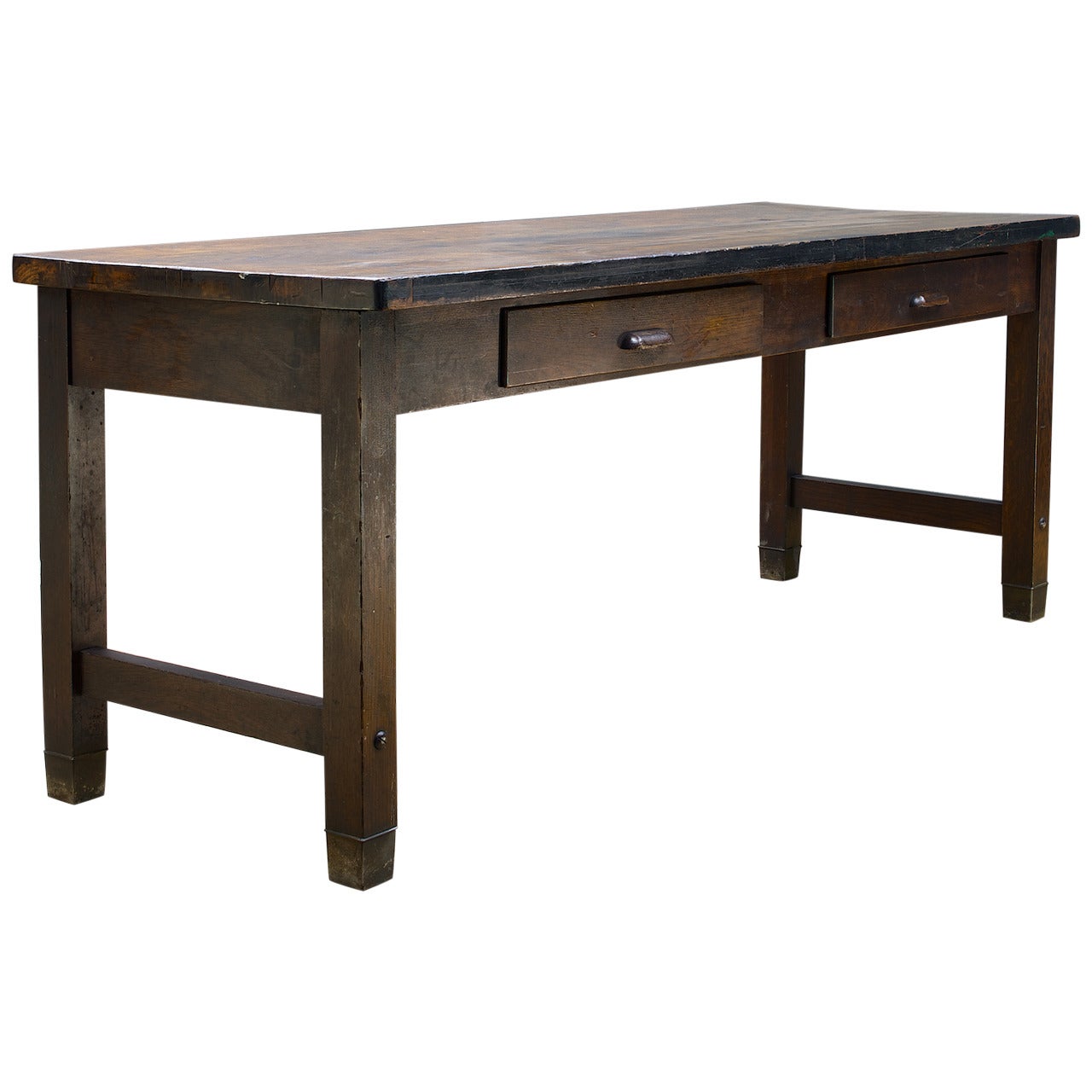 Arts & Crafts Kewaunee Mfg. Co. Laboratory Library Oak Maple Iron Table