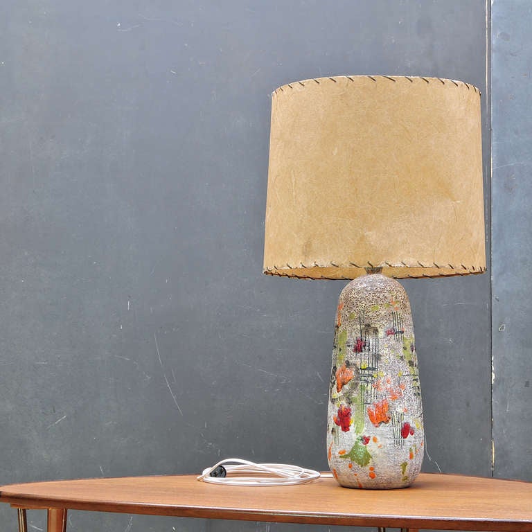 1950's Bruno Gambone (Attrd.) Volcanic Glaze Ceramic Lamp