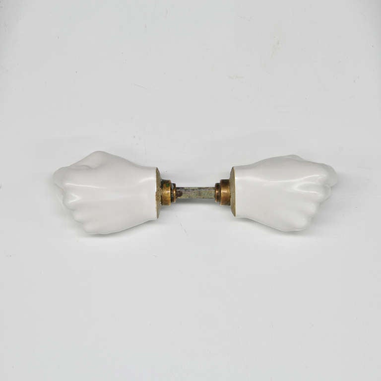 Rare Porcelain Fist Door Knobs