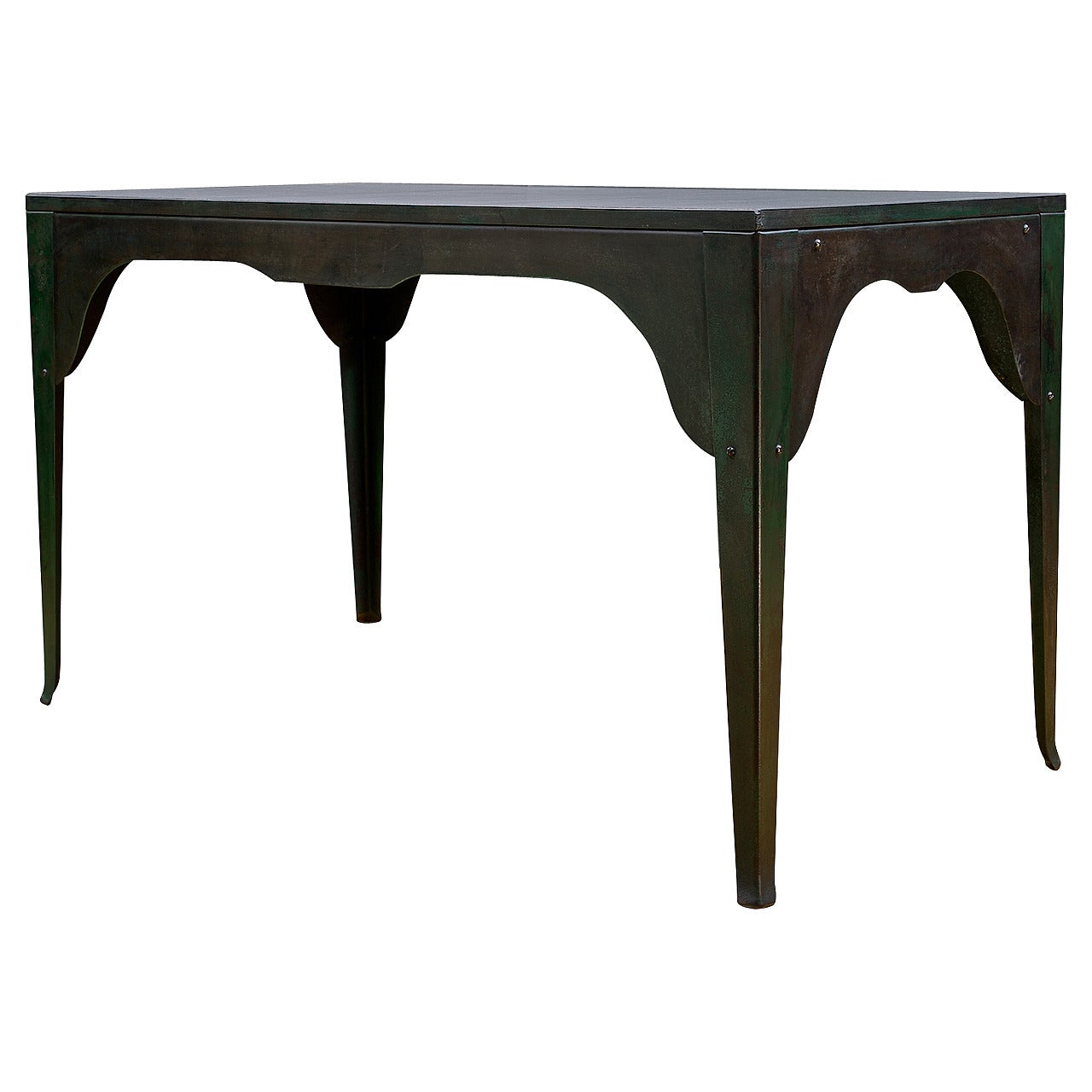 1920s Silhouetted Steel and Slate Industrial Work Table