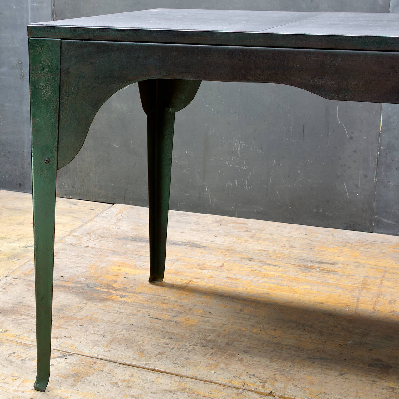 Early 20th Century 1920s Silhouetted Steel and Slate Industrial Work Table