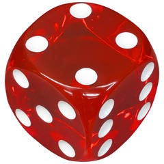 One Monumental Cherry Red Lucite Carpet Dice Sculptural Toy
