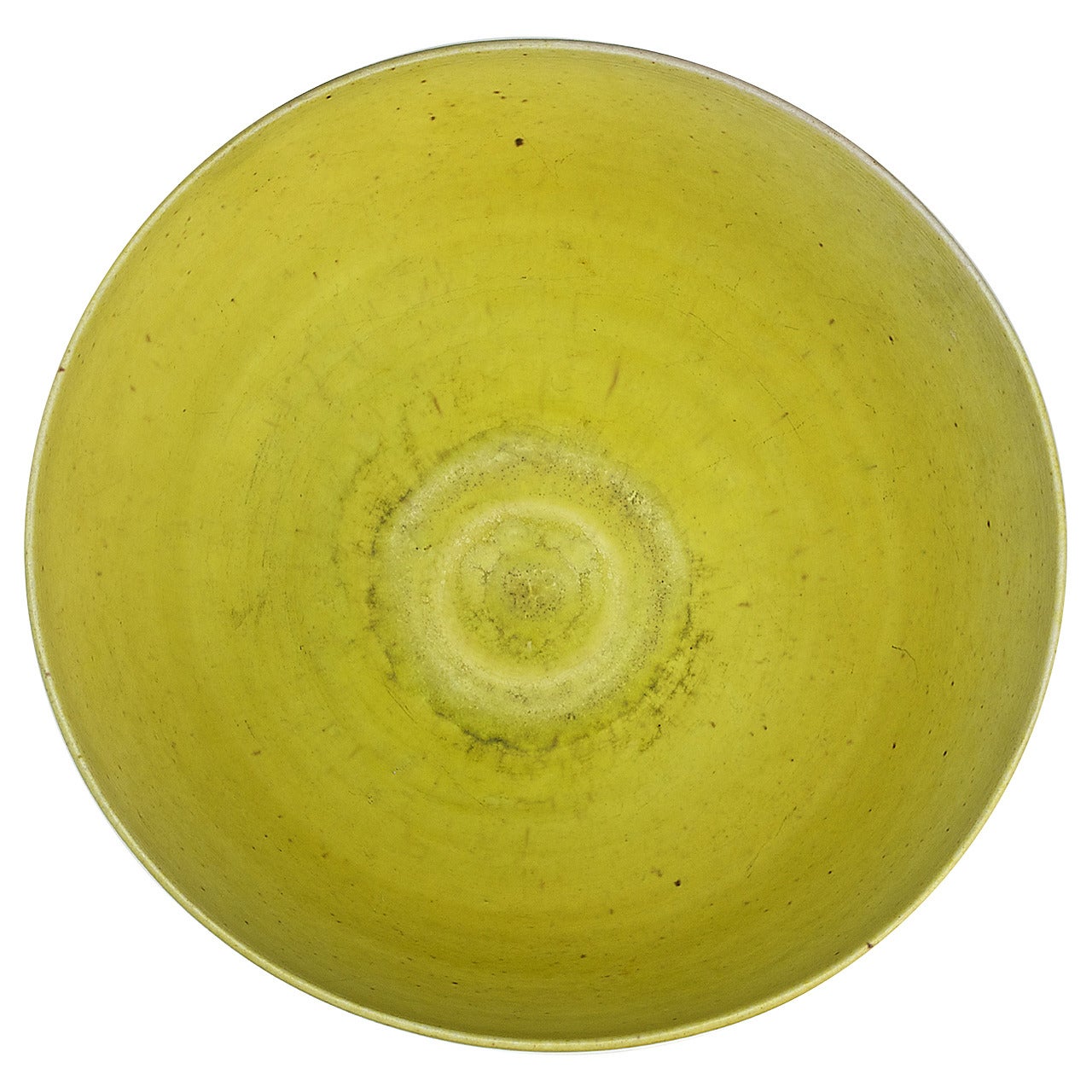 Edith Heath Studio Hand Thrown Lemon Yellow Pottery Bowl Vase Ceramics For Sale