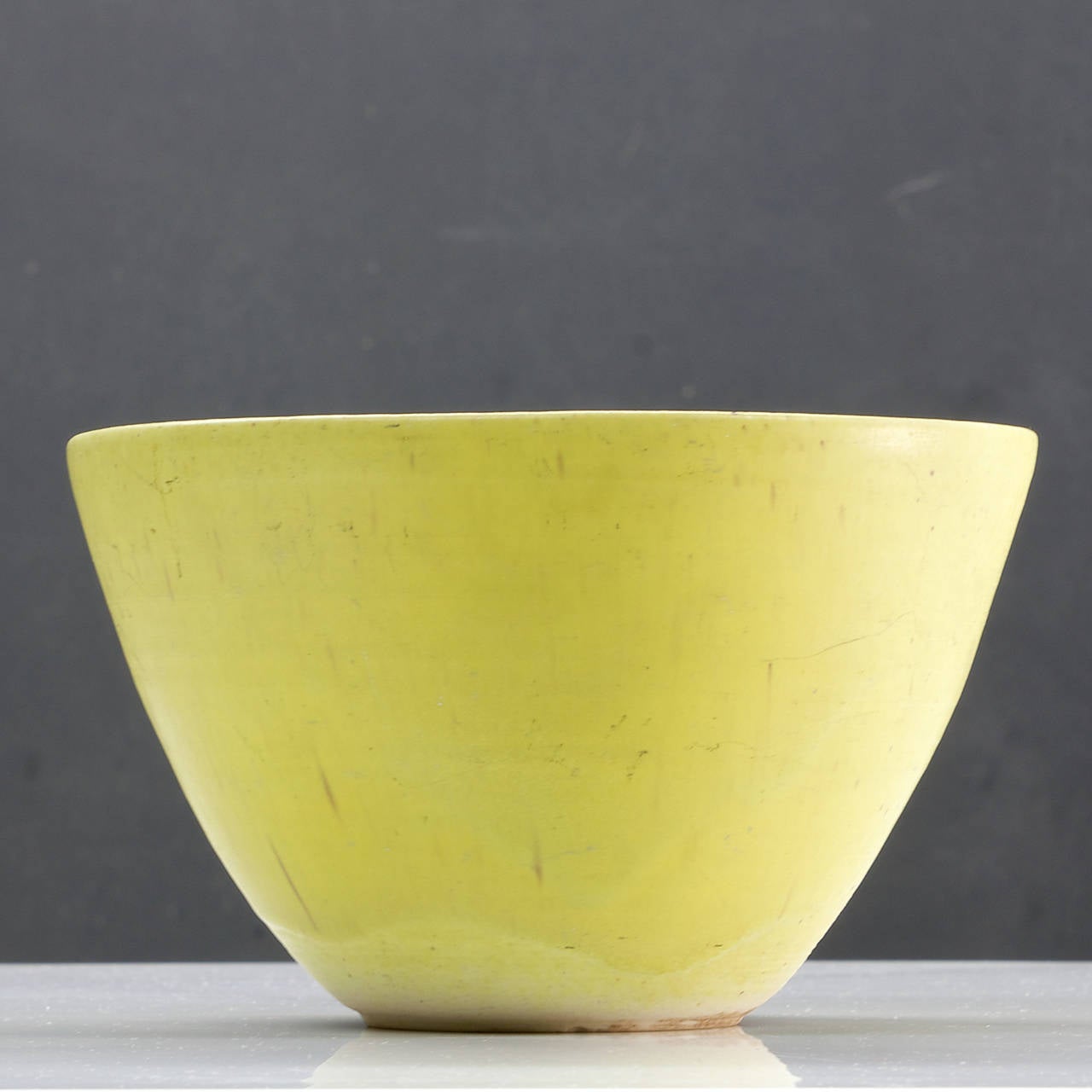 Mid-Century Modern Vase et bol en céramique jaune citron tourné à la main Edith Heath Studio en vente