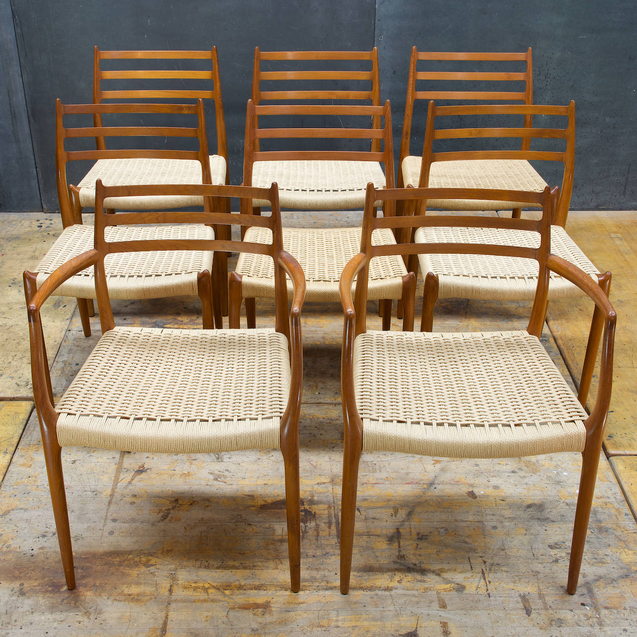 Niels O. Moller Teak Armchairs, Dining Chairs Møllers