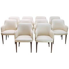 Five, 1950s Mid-Century Italian Borsani Style Pencil Leg Arm Chairs