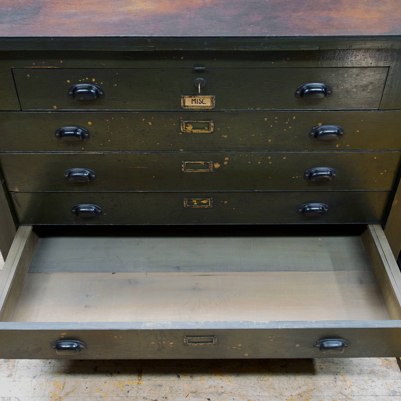 Rare Gilbert & Barker Factory Flat File Cabinet Work Table 2
