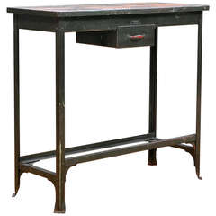 Vintage Industrial Steel Cinema Editors Desk Console Entryway Table