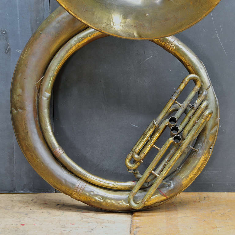 Industrial Monumental Brass Marching Band Sousaphone (Tuba, Horn) Sculpture