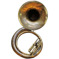 Vintage Monumental Brass Marching Band Sousaphone (Tuba, Horn) Sculpture