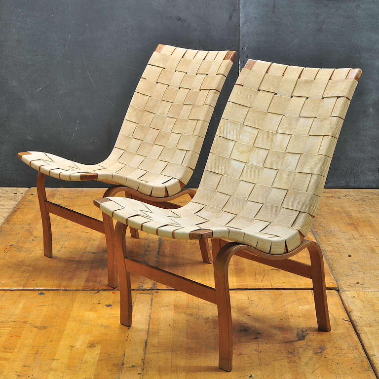 Pair of Bruno Mathsson Eva Armless Easy Chairs for Karl Mathsson