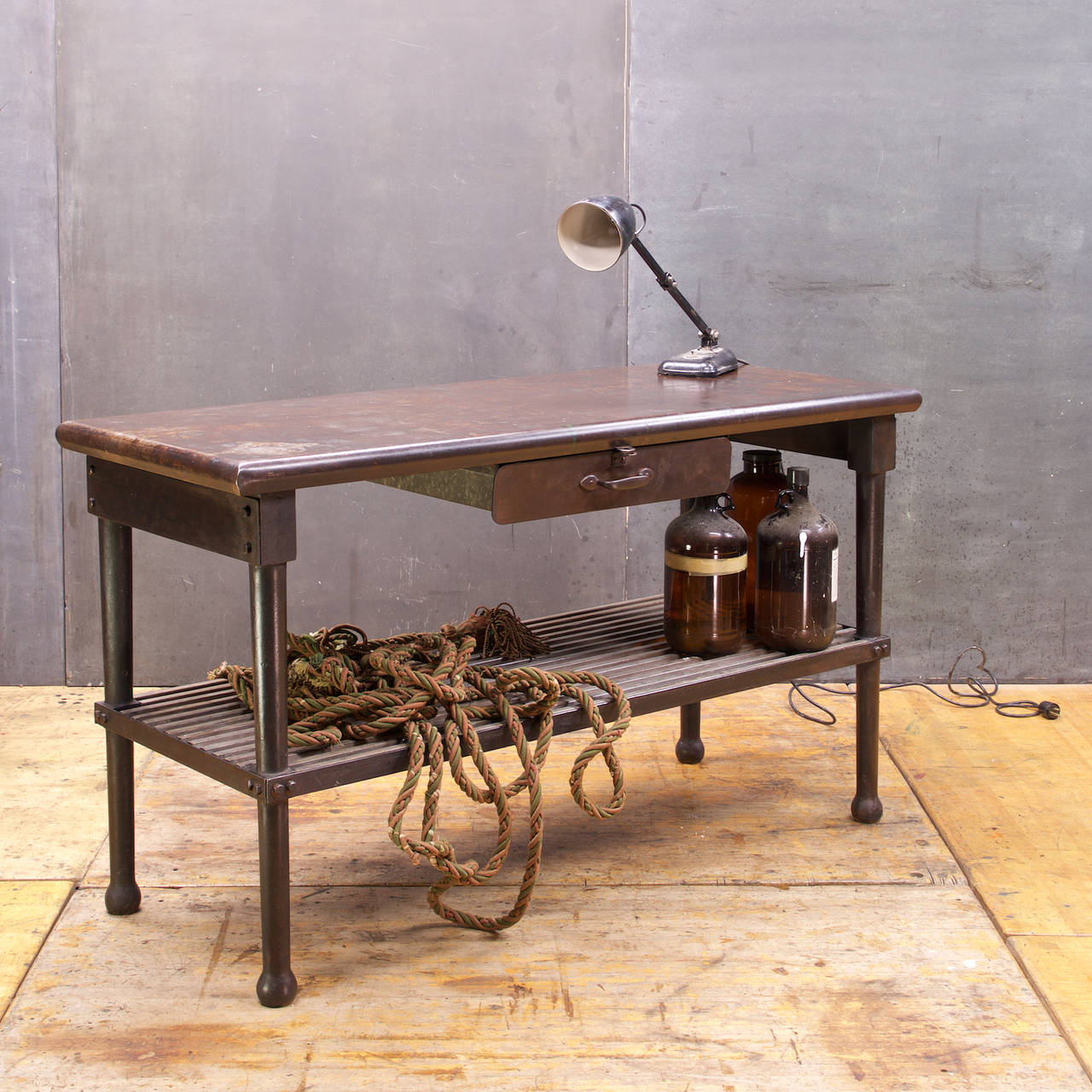 Cast Victorian Industrial Iron Factory Table Cabinmodern Kitchen Worktable Island For Sale