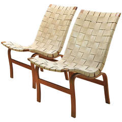 Pair of Bruno Mathsson Eva Armless Easy Chairs for Karl Mathsson