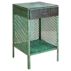 1930s Factory-Made Perforated Metal Bedside Cabinet