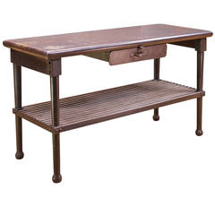 Vintage Mercantile Industrial Factory Cast Iron Work Table 9