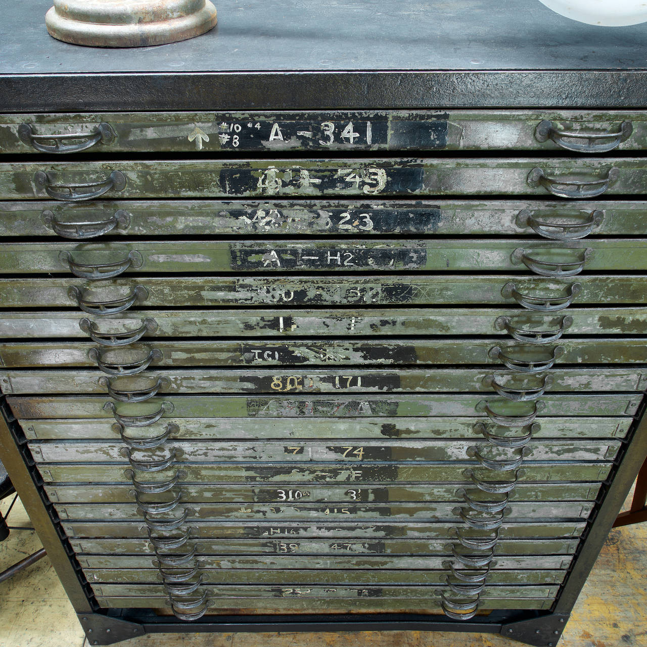 Early 20th Century 1910s Industrial Cast Iron Riveted Glasco Airfield Hangar Flat File