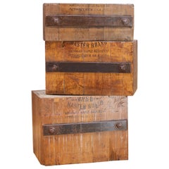 Antique Leathermans Anvils Set 3 Solid Staved Maple Iron Sculpture Pedestal Table Blocks