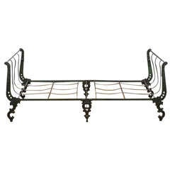 Antique Victorian Cast Iron Ornate Campaign Daybed Sofa Chaise