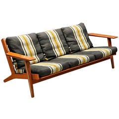 Hans Wegner Teak GE-290 Getama Sofa with Original Fabric