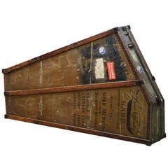 Used Monumental Victorian Lyon Harp Steamer Trunk Case
