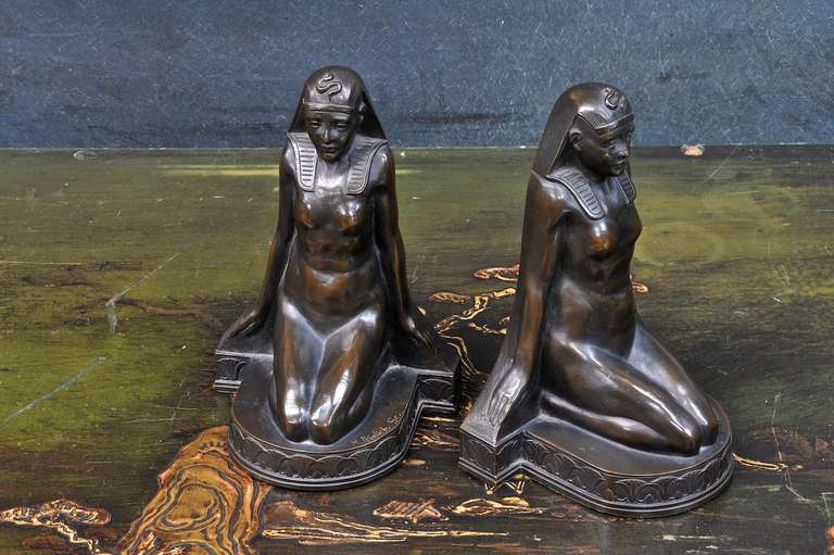Pair of Egyptian Hand Maidens made in, and stamped 