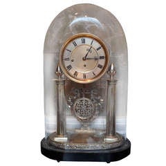 Antique Biedermeier Silver Plated 'Skeleton' Clock