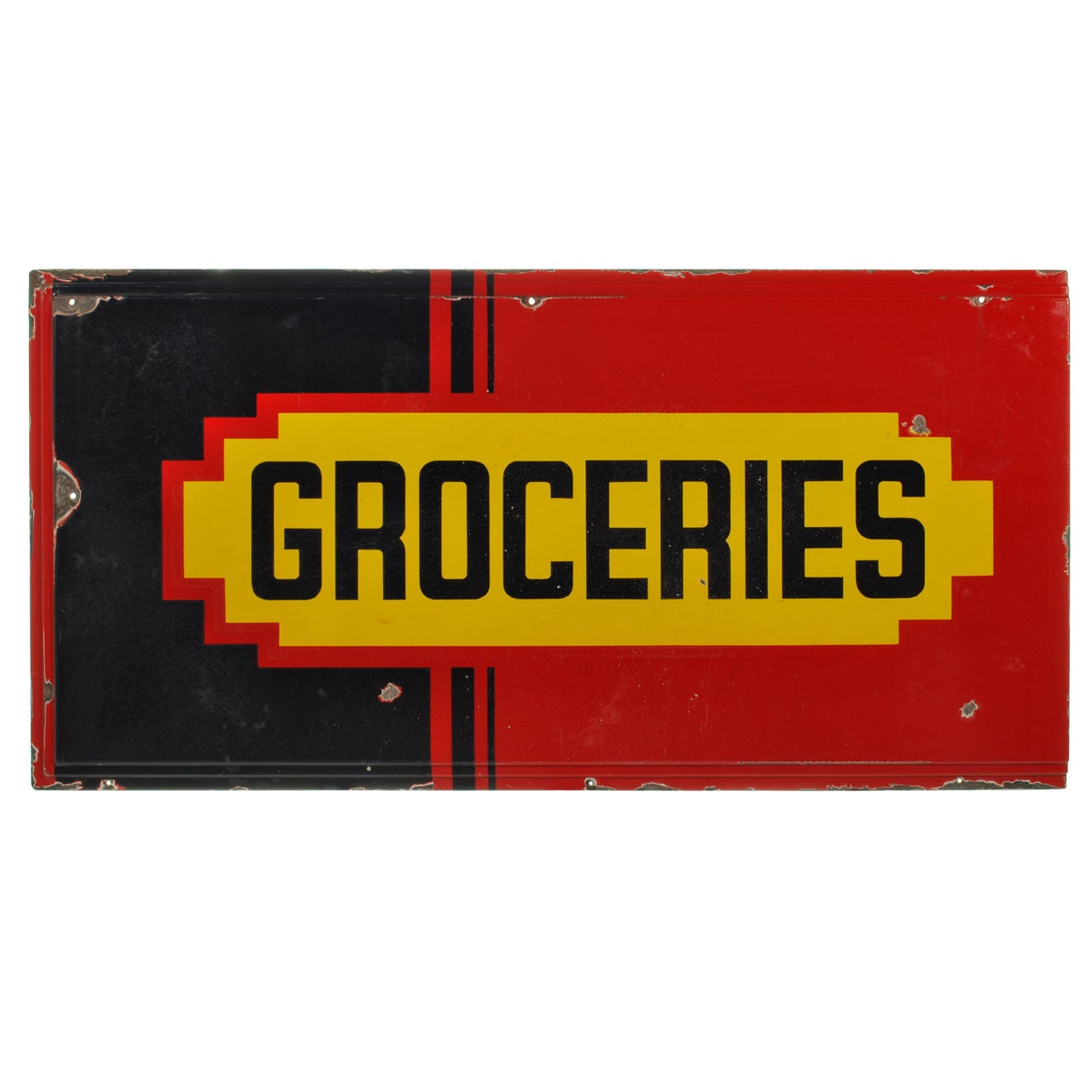 GROCERIES Art Deco Porcelain Sign, 5 Feet Long