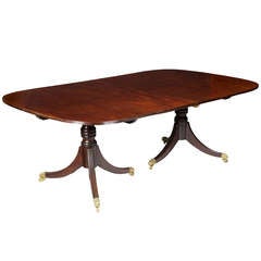 Large Regency / Classical Double Pedestal Mahogany Dining Room Table, England