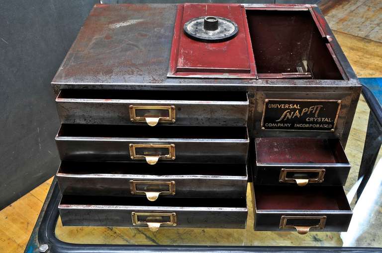 Steel Vintage Industrial Machinists Atelier Petite Tabletop Cabinet