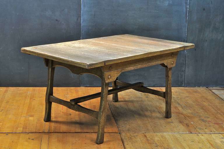 Vintage Folk Art Tavern Table, 20th Century Americana continuance of the English Tavern Table form.  Breaksdown Easily, Original Faux Bleached Oak Finish.  Pre-cursor to the much later 